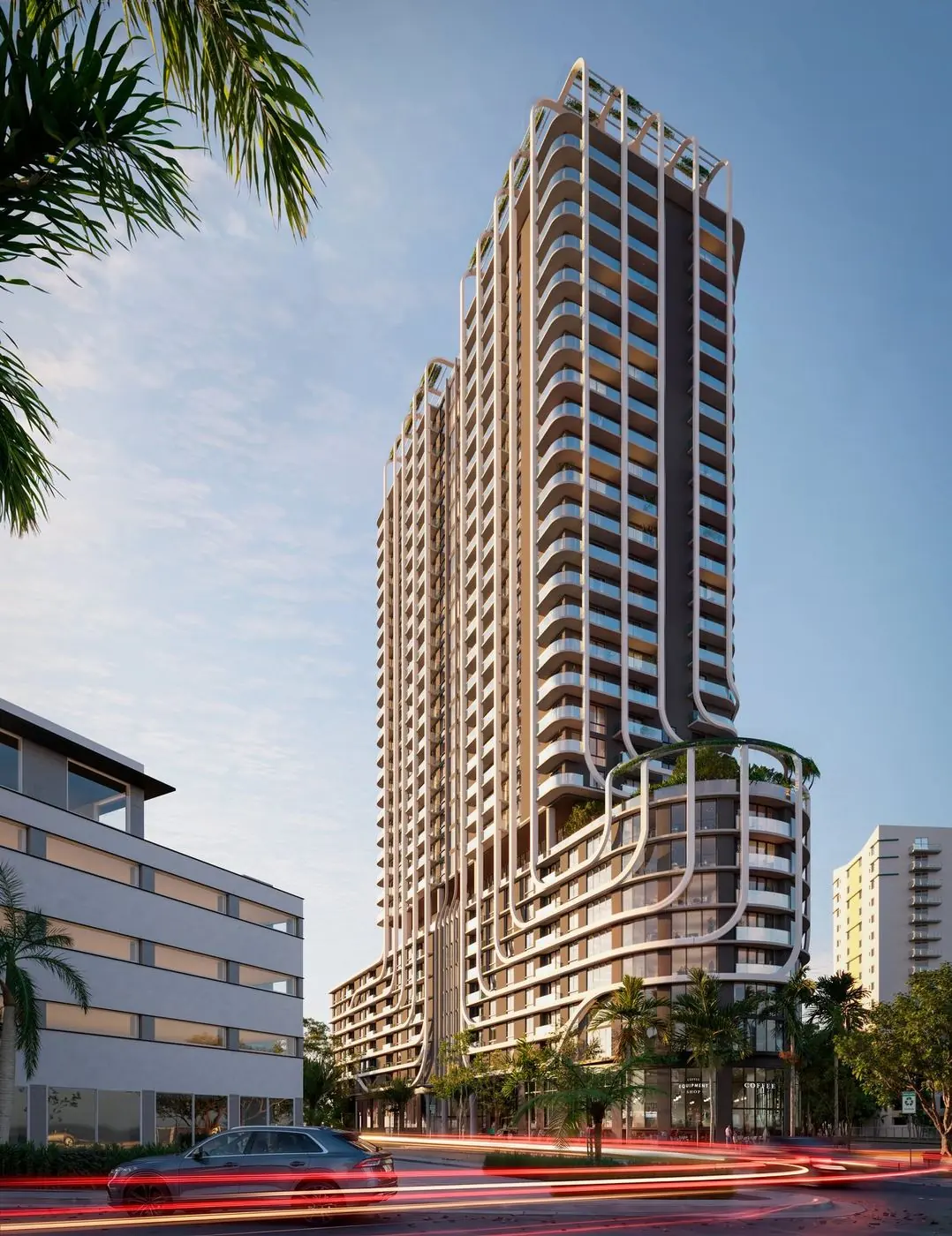 Parametric Tower exterior by day, Plan B render
